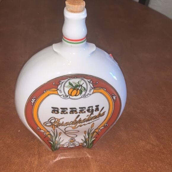 Beregi Barackpalinka Hungarian Porcelain Bottle With Cork Stopper - Picture 4 of 8